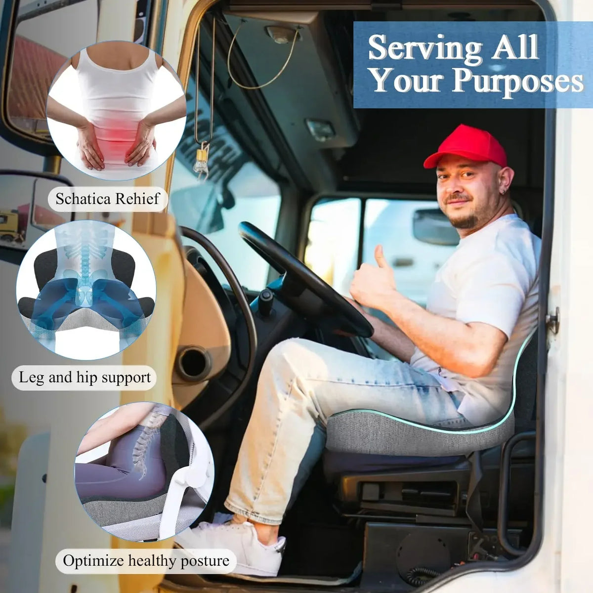 Ergonomic Lumbar Back Support Seat Cushion