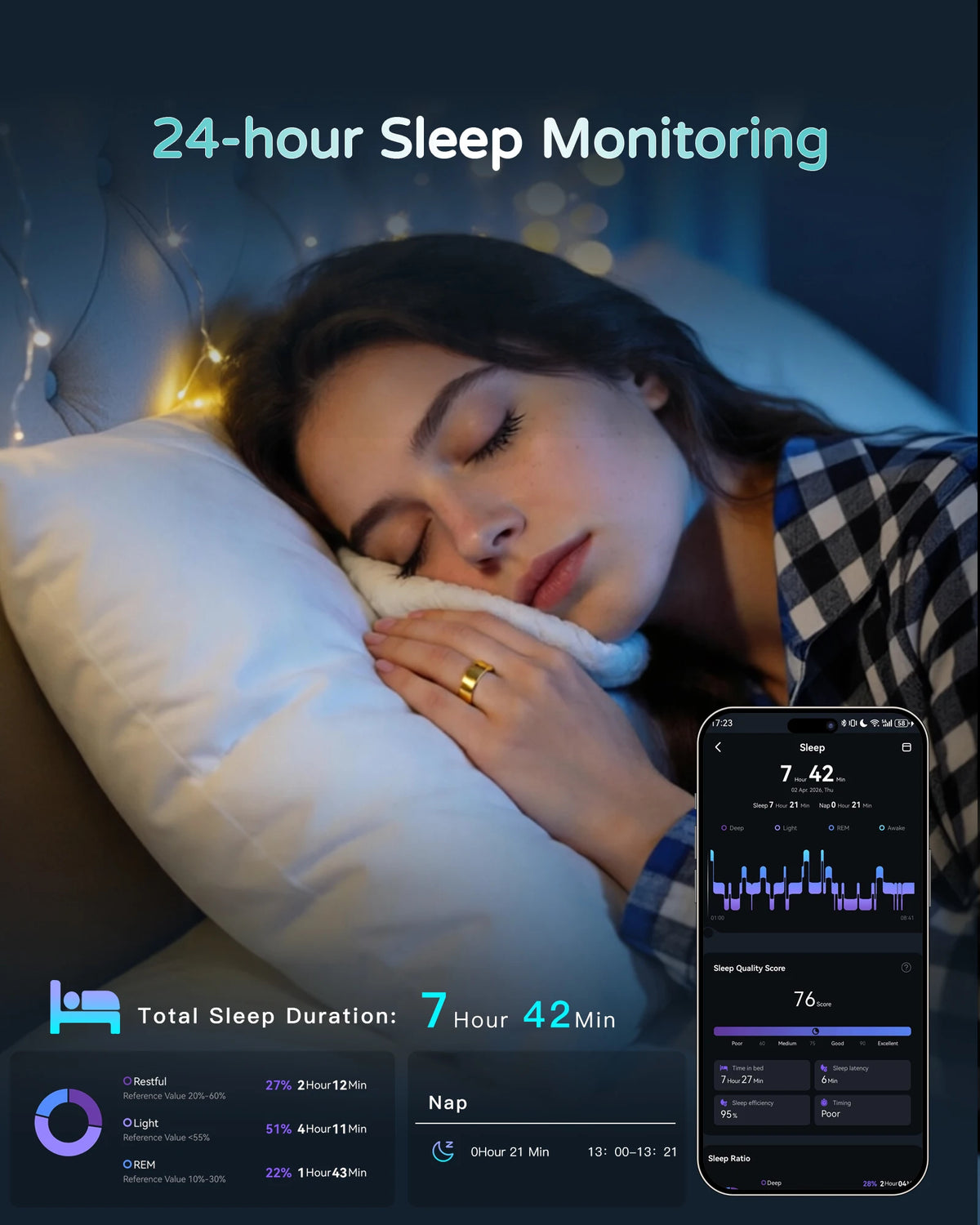 Health Monitor Sleep Temperature Smart Ring